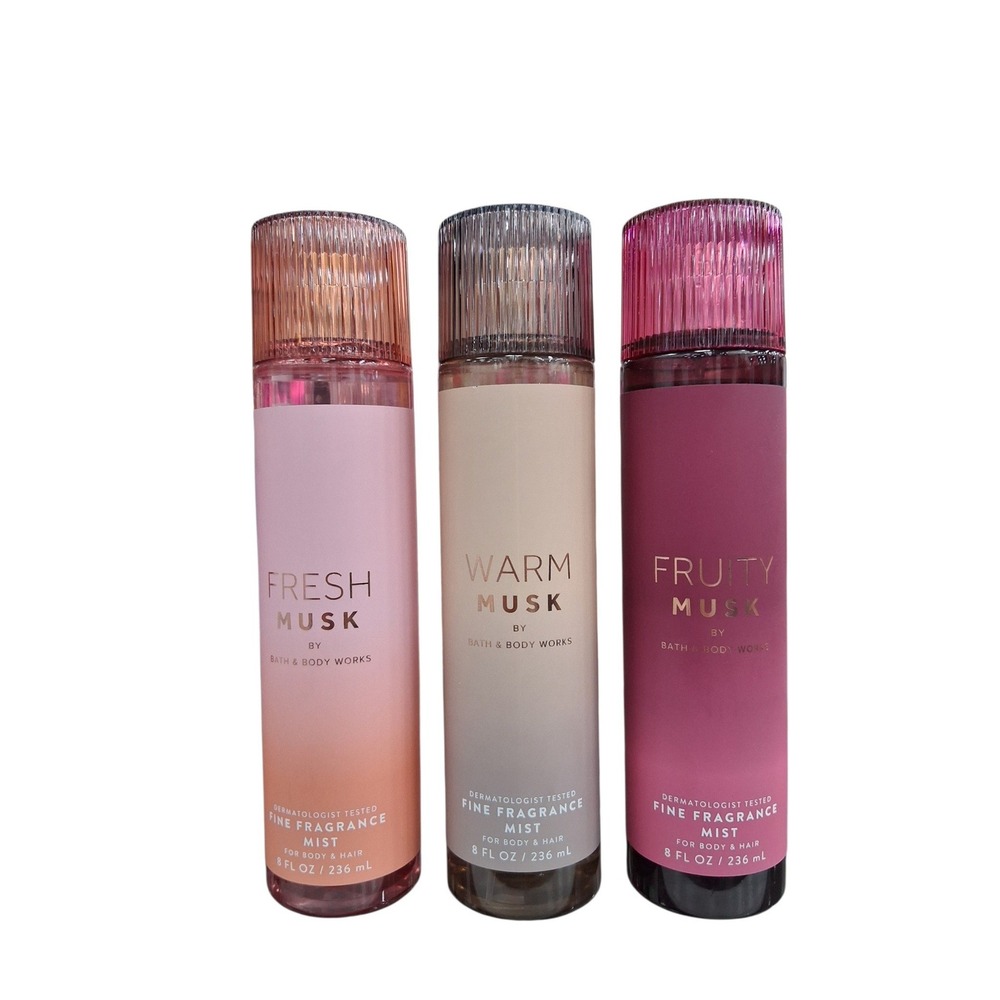 Limited Edition Bath & Body Works 3 pcs Bundle of Musk‎ Aroma Warm Fresh Fruity